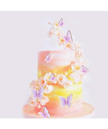 30pcs Purple Gold Edge 3D Butterfly Cupcake Toppers for Girls Women's Party Decor - Buy Online on SooperMarket.com