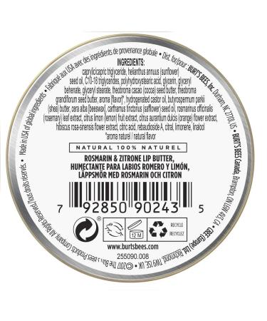 Burt's Bees Rosemary Lemon Lip Butter 0.4oz - 6 Tins | 100% Natural Moisturizing Lip Balm | Pack of 1 - Buy Online on SooperMarket.com