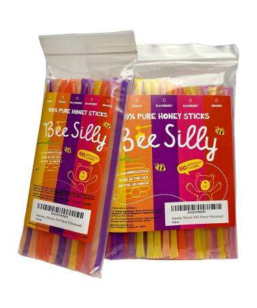 Bee Silly Honey Variety Pack - 50 Pack of All Natural Flavored Honey Sticks | Pure American Raw Honey Straws for Kids Snacks - Buy Online on SooperMarket.com