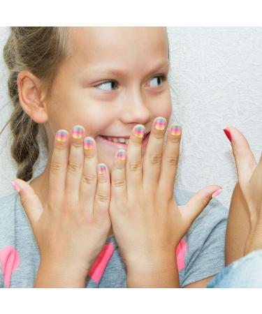 168 Pieces Girls Press on Nails for Kids Gift - Dark Pink Theme | Full Cover Short False Fingernails for Children - Nail Design Decoration - Buy Online on SooperMarket.com