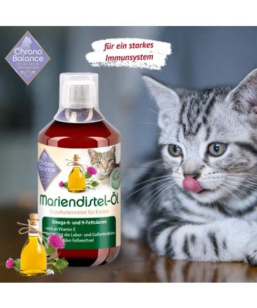 Chronobalance Mary Thistle Oil for Cats - Natural Nutritional Supplement - 500ml Supports Fur Change Rich in Vitamin E Omega-6 & Omega-9 - International Shipping Available - Buy Online on SooperMarket.com