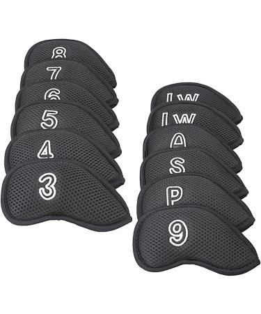 12Pcs/Pack Meshy Golf Iron Covers Set - Black Golf Club Head Cover for Most Irons - Buy Online on SooperMarket.com