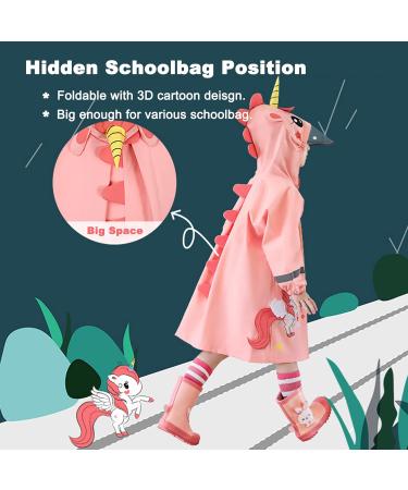 Kids Unicorn Raincoat | Waterproof Rainsuit for Boys & Girls | Toddler Poncho | 3D Cartoon Design | Size S/80-95 CM - Buy Online on SooperMarket.com