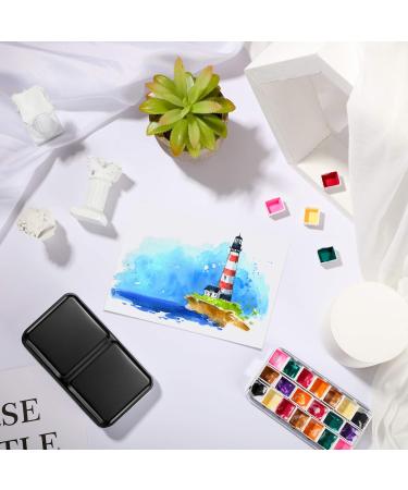 51 Piece Watercolor Paint Palette Set - Metal Tin Box with Half Pans, Lid, and Storage Bag - Travel-Friendly Watercolor Kit for Artists in Black - Buy Online on SooperMarket.com