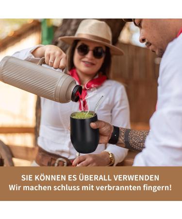 Telanks Modern 340 ML Yerba Mate Cup | 18/8 Stainless Steel | BPA-Free Lid Straw & Cleaning Brush | Black Tea Beverage Essential - Buy Online on SooperMarket.com