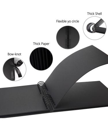 Bemece Scrapbook Album 12.6x8.3 Inch | 80 Pages | Extra Large DIY Handmade Album for Anniversary, Wedding, Travel | Black Card Design with Pen | Craft Paper Thick Scrapbook - Buy Online on SooperMarket.com