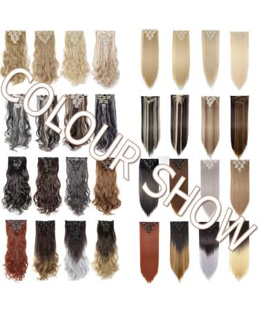 26 Clip in Hair Extensions #Ash&Dark Blond - Synthetic 8pcs Long Straight Hairpiece for Full Head - 26 Inch #Ash&Dark Blond - Buy Online on SooperMarket.com