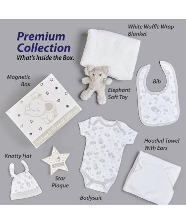 Baby Box Shop Unisex Baby Gift Set - 7 Essential Items for Newborns | Gender Neutral New Baby Hamper for Baby Shower & Gender Reveal Gifts - Buy Online on SooperMarket.com