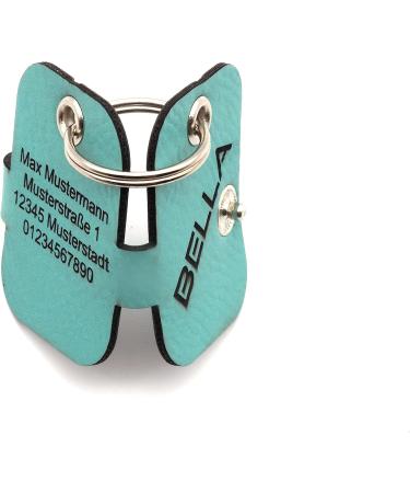 Custom Engraved Copter Farm Dog Collar Accessories | Art & Real Leather Bags | Turquoise Rectangle Design - Buy Online on SooperMarket.com