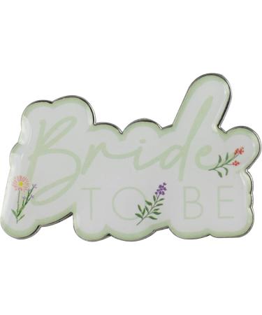 Ginger Ray Bride to Be Flower Enamel Silver Badge | Multicoloured 3.3cm x 5.3cm | Perfect Wedding Accessory - Buy Online on SooperMarket.com