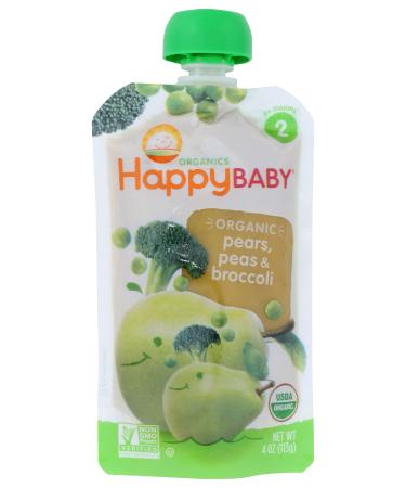 Happy Family Organics Organic Baby Food Stage 2 6+ Months Broccoli Peas & Pear 3.5 oz (99 g)
