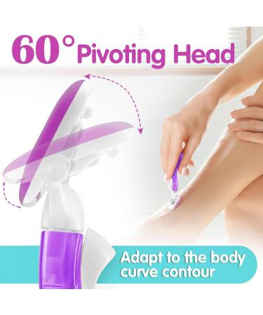 Travel Razors for Women | 5-Blade Portable Razor with Case | Smooth Shaving Essentials in Purple - Buy Online on SooperMarket.com