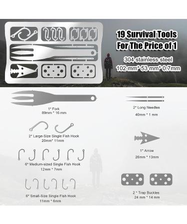 Moricher Survival Card Multitool- Fishing Line & EDC Kit for Outdoor Camping, Hiking, and Hunting - Silver 6pcs - Buy Online on SooperMarket.com