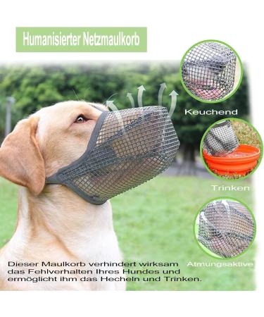 Breathable Mesh Dog Muzzle - Adjustable for Small Medium & Large Breeds | Prevents Biting Chewing & Barking - Gray XS - Buy Online on SooperMarket.com