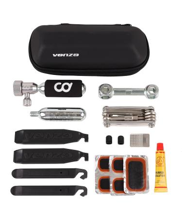 CyclingDeal Bike Bicycle Tyre Repair Maintenance Kit Including Tyre Lever, CO2 Inflator, Hand Tool, Tube Patch