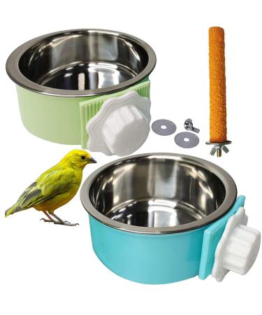 Bird Feeding Dish Cups Parrot Removable Stainless Steel Bowl Perch Stand Platform Pet Food Water Feeder Cage Accessories 1 Pcs Bird Stand Toy for Parakeet Conure Cockatiels Lovebirds Budgie Chinchilla