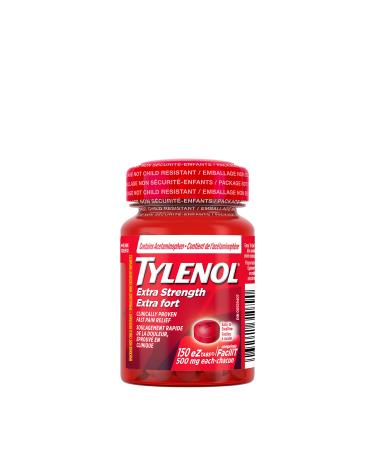Tylenol Extra Strength For Pain Relief Headache Relief and Reducing Fever 500 mg Acetaminophen 150 eZTABS 150 Count (Pack of 1) Tab