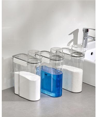Laundry Detergent Dispenser 2.7L Washing Powder Storage Clear Liquid Laundry Detergent Container Storage Box with Measuring Cup Washing Powder Softener Dispenser Lotion Package Container - Buy Online on SooperMarket.com