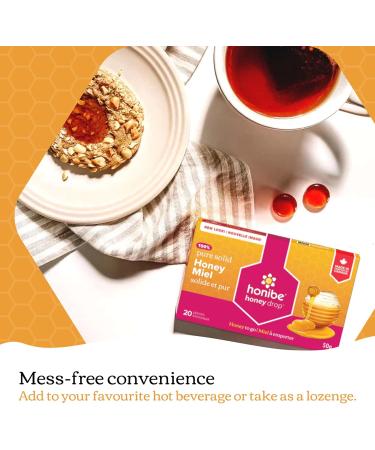 Honibe Honey Drops | 100% Pure Honey | Solid Honey Sweetener | Soothes Sore Throat | Pack of 12 20 Drops per Pack (240 Drops) - Buy Online on SooperMarket.com