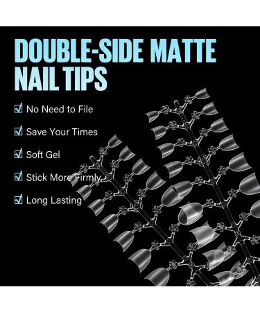 TOMICCA Short Oval French Nail Tips - 240pcs Natural Matte False Nails for Acrylic Extensions | Half Cover Artificial Nail Tips in 15 Sizes | Salon Quality Half Cover-Short Oval - Buy Online on SooperMarket.com