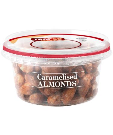 Tropgo Caramelised Almonds 180g - Sweet Nuts in a Resealable and Recyclable Nut Tub - Wholesome Trail Mix with Fibre Protein and Essential Minerals - Healthy Nuts for All Ages