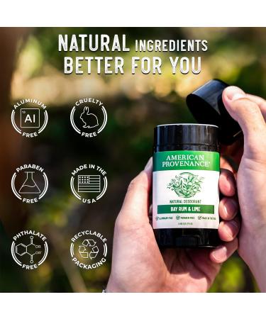 American Provenance All Natural Deodorant for Men and Women- Aluminum Free Deodorant that Lasts All Day - Made in the USA with Essential Oils & Cruelty Free - Bay Rum & Lime (1 Pack) - Buy Online on SooperMarket.com