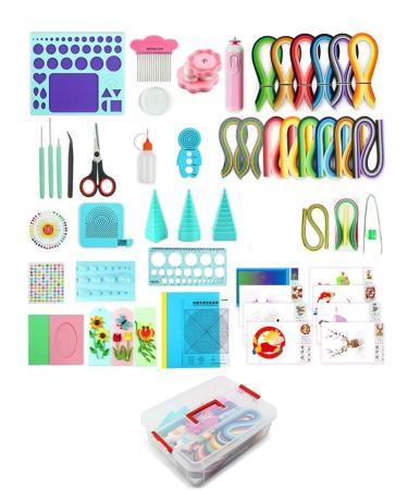 YURROAD Paper Quilling Kit 3mm/5mm/10mm 1740pcs Quilling Paper Strips Quilling Tool Set with Storage Box with Quilling Electric Slotted Pen Needle Curler Crimper Comb Board Template Border Buddy Tower Complete quilling k...