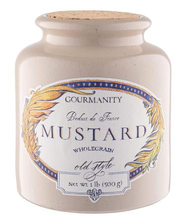 French Gourmanity 1lb Whole Grain Mustard: Coarse Ground Mustard de Meaux in Stone Jar - All-Natural Fancy Mustard - 1 Pound Pack - Buy Online on SooperMarket.com