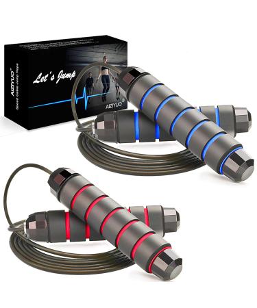 Jump Rope, Ball Bearings Tangle-Free Rapid Speed Cable Skipping Rope, Adjustable Jumping Ropes for Men, Women and Kids - 2 Pack