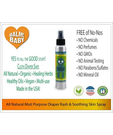 BALM! Baby Spray - All Natural Diaper Rash Cream for Cloth Diapers | Vegan Herbal Skin Aid | 4oz - Buy Online on SooperMarket.com