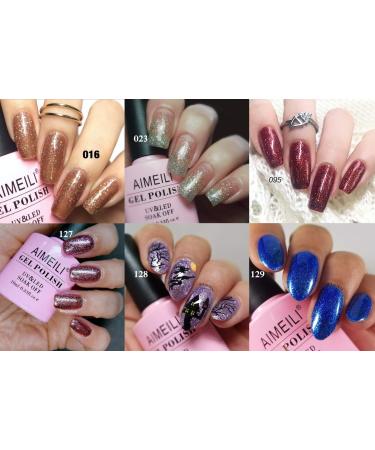 AIMEILI Christmas Glitter Gel Nail Polish Set Soak Off UV LED Gel Polish Sparkle Multicolour/Mix Colour/Combo Colour Of 6pcs X 10ml - Gift Kit 29 KIT6-29 1.67 ml (Pack of 6) - Buy Online on SooperMarket.com