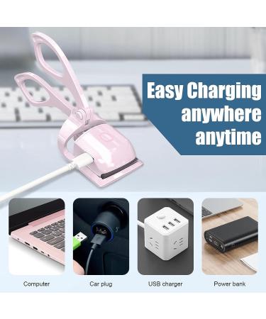 Heated USB Rechargeable Electric Eyelash Curler - Quick Pre-Heat Technology for Natural and Long Lasting Curl - Pink - Buy Online on SooperMarket.com