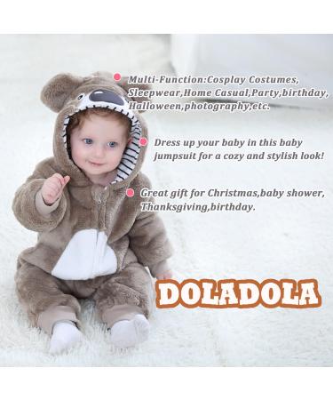 Doladola Unisex Baby Koala Romper | Spring Autumn Flannel Pyjamas 6-12 Months - Buy Online on SooperMarket.com
