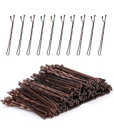 Laicky hairpins 200 count brown hairpins hair needles with box for women lady girls children hairpin-haired hair handle hairpise hair clip Bulk hair jewelry (brown 5.2cm)