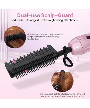 Ceramic Hot Comb for Wigs Afro Hair & Beard | Anti-Scald Straightening Comb | Electric Press Comb with Adjustable Temperatures | Dual Voltage | 60 Min Auto Shut Off | Pink - Buy Online on SooperMarket.com