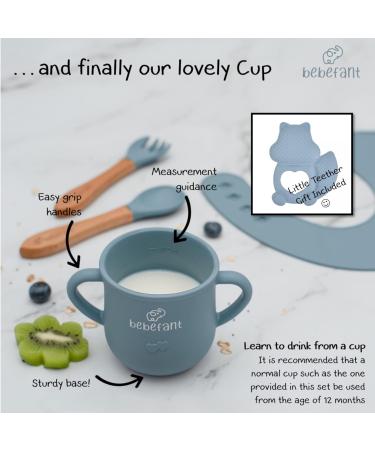 Bebefant Baby Weaning Set - Suction Bowl, Plate, Cup, Bib, Fork & Spoon - Blue | Baby Led Weaning & Feeding Essentials - Buy Online on SooperMarket.com