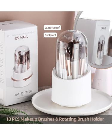 BS-MALL 18 Pcs Premium Synthetic Makeup Brush Set with Brush Holder - White - Buy Online on SooperMarket.com
