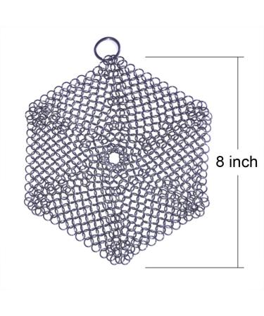 316 Premium Stainless Steel Cast Iron Cleaner & Scrubber - For Skillets, Dutch Ovens, Grill Pans - 8 Inch Hexagon - Buy Online on SooperMarket.com