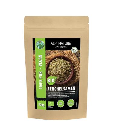 Organic Bio Fennel Seeds Whole 500g - Gluten-Free Lactose-Free Vegan Lab Tested Quality - Buy Online on SooperMarket.com