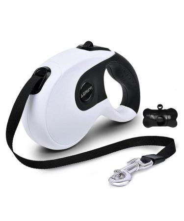 Roll-linen dog leash pull-in leading leash strong leash for dogs A button Break & Lock for safety belt up to 5 meters for dogs up to max 40 kg bag dispenser & poop pockets included