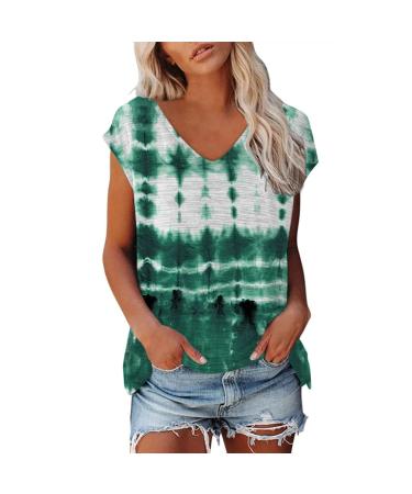 Short Sleeve T Shirts Clothing Woman T-Shirt Casual Black Clothing Top Women's Floral Pattern for Women Crop Tops Shirt Shirts Top Women's Summer Tank Top 4-green XXL
