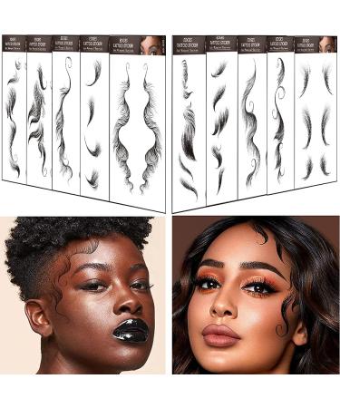 Bangs Tattoo Sticker 10 Styles Popular Waterproof Fake Hair Fringe Edge Tattoo Stickers  Novelty Wig Natural Fashion Look Beauty DIY Hair Curler For Women Girls and 10 Sheets Ordinary Temporary Tattoo Stickers(20 in 1)