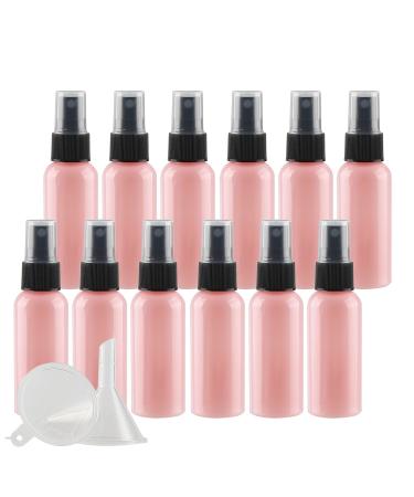 TIANZD 24 Pieces Empty 50 ml Pink PET Plastic Fine Mist Pump Spray Bottles with Black Top Portable Sprayer for Perfume Water Cosmetic Travel Containers Refillable 2x Funnel