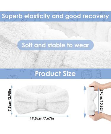 Soft Flannel Spa Headband for Women - Bowknot Hair Band for Makeup, Face Wash, Shower - White Headband - Buy Online on SooperMarket.com