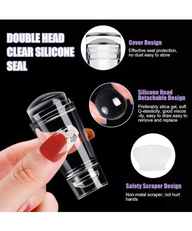 Clear Nail Art Stamper - Double-End Silicone Nail Stamp for DIY French Smile Line Art & Accessories - Buy Online on SooperMarket.com