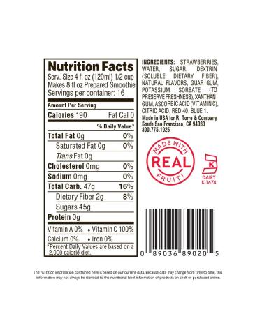 Torani Real Fruit Smoothie Mix Strawberry 64oz - Pack of 1 | Delicious Strawberry Flavor - Buy Online on SooperMarket.com