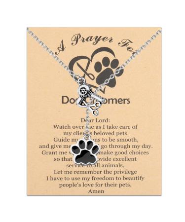 MYOSPARK Dog Groomer Gift Dog Paw Print Pendant Y Necklace Dog Hairdresser Gift Dog Groomer Thank You Gift UK Dog Groomer NL