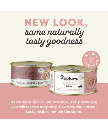 Applaws Natural Wet Adult Cat Food - Tuna Fillet & Salmon in Jelly 70g Can (Pack of 24) | Premium Cat Nutrition - Buy Online on SooperMarket.com
