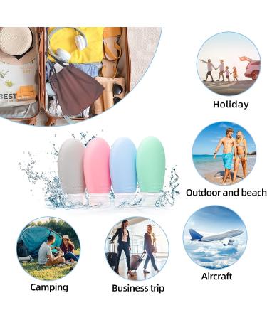Bwren 3.4 oz Travel Bottles - TSA Approved Silicone BPA Free (Pack of 4) - Refillable Cosmetic Containers for Toiletries and Makeup - 100ml - Buy Online on SooperMarket.com