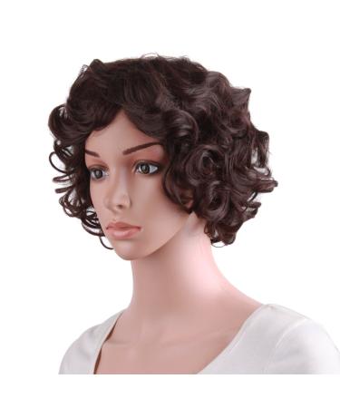 MapofBeauty 11.8 Inch Special Elderly Short Curly Fashion Wig in Dark Brown - Buy Online on SooperMarket.com